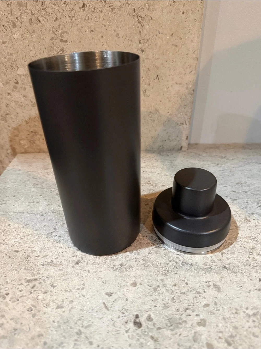 West Elm Matte Black Cocktail Shaker - Two Piece Sleek Home Bar Accessory